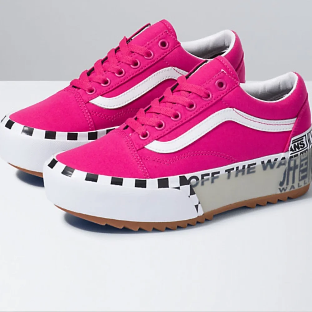 Vans Pink and White Platform Shoes - Picture 1 of 9